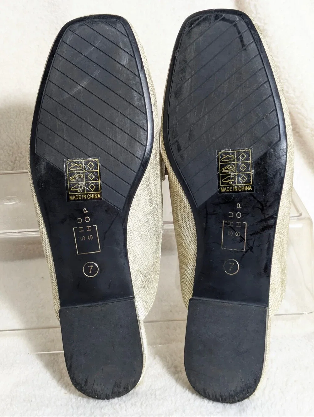 SHU SHOP Womens Andromeda Mule Slip-on Flat Loafers Gold Raffia Casual Coastal 7